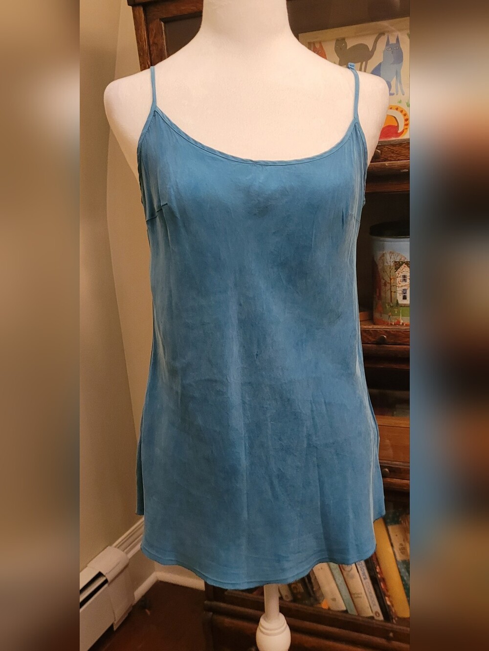Women's Teal Silk-Feel Camisole Tank with Adjustable Straps